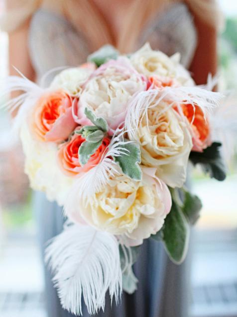 Pink Dream Peach Dried Flowers Bouquet / Preserved Daisy Rose Flowers  Bouquet / Wedding Bridal Bouquet / Preserved Silver Grey Herbs Natural 