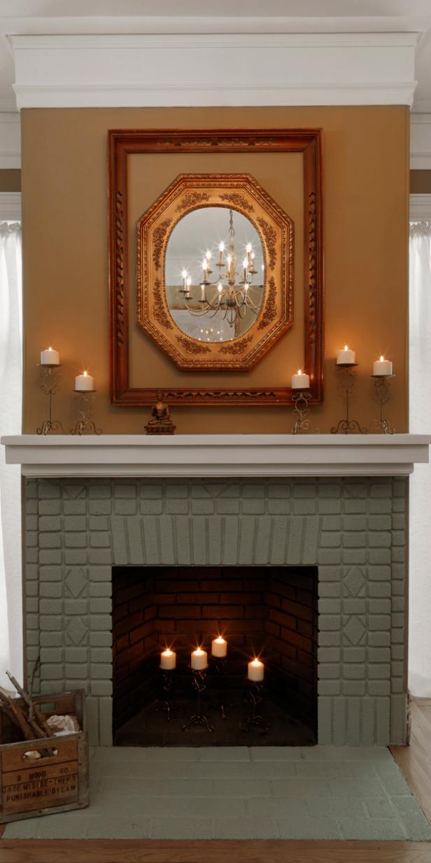 brick fireplace