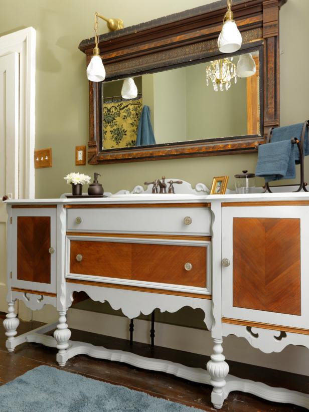 A Dresser Into Bathroom Vanity, Old Desk Into Bathroom Vanity