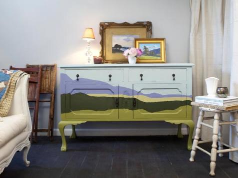 How to Paint an Abstract Landscape Design on a Dresser