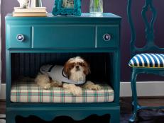 We gave one old bureau two new purposes: stylish storage and sleeping space for pets.
