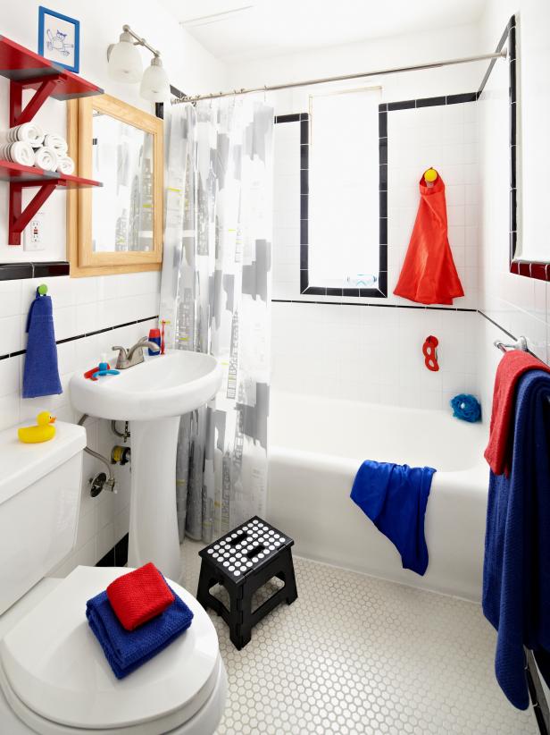 superhero-inspired boys' bathroom | diy