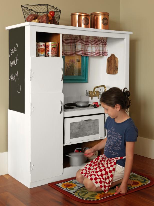 wooden play kitchen for older child