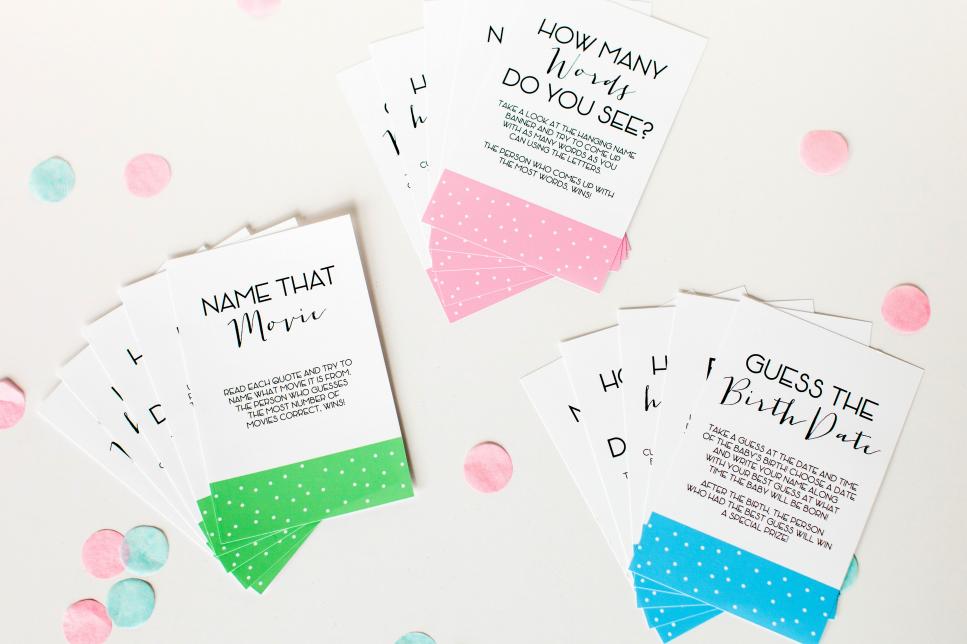 Baby Shower Games and Printable Game Cards | DIY