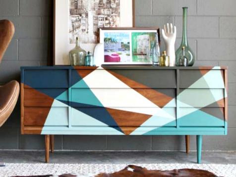 How to Paint a Block Pattern on a Midcentury-Mod Credenza