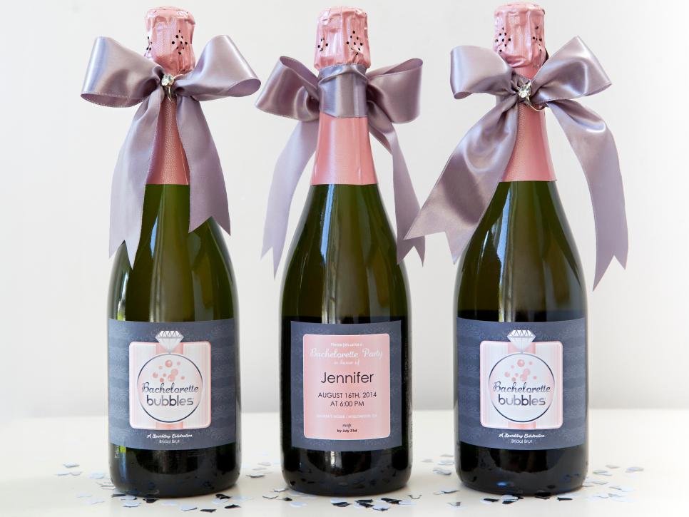 Personalized Bridal Shower Bachelorette Mini Champagne or Full Size Champagne and Wine Label Favors