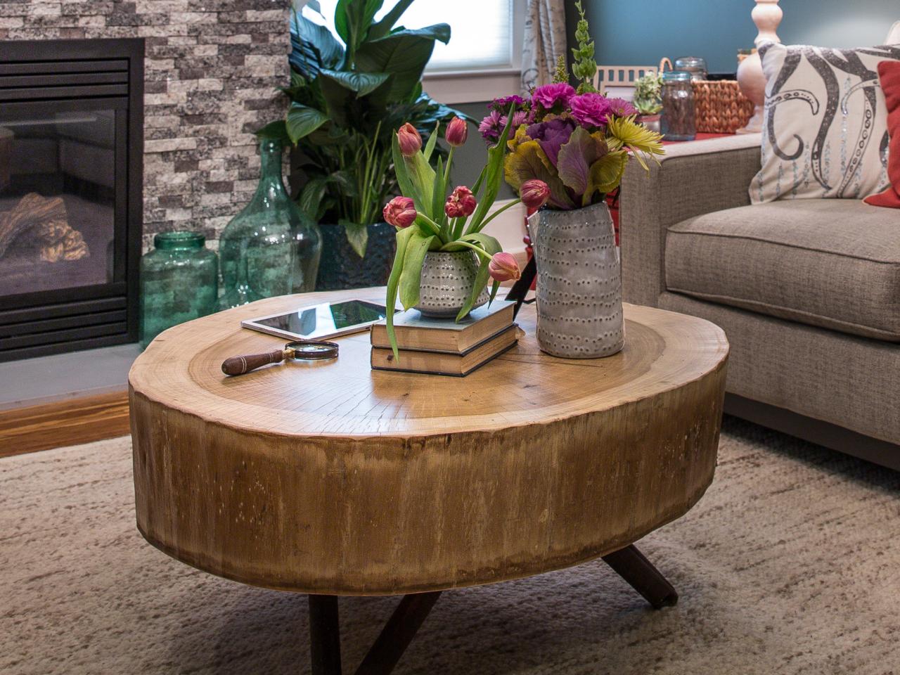 round wood stump coffee table