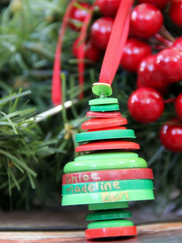 Grab a big ole bag of assorted buttons!  DIY Family Tree Christmas Ornaments with Buttons!  | DIY Network