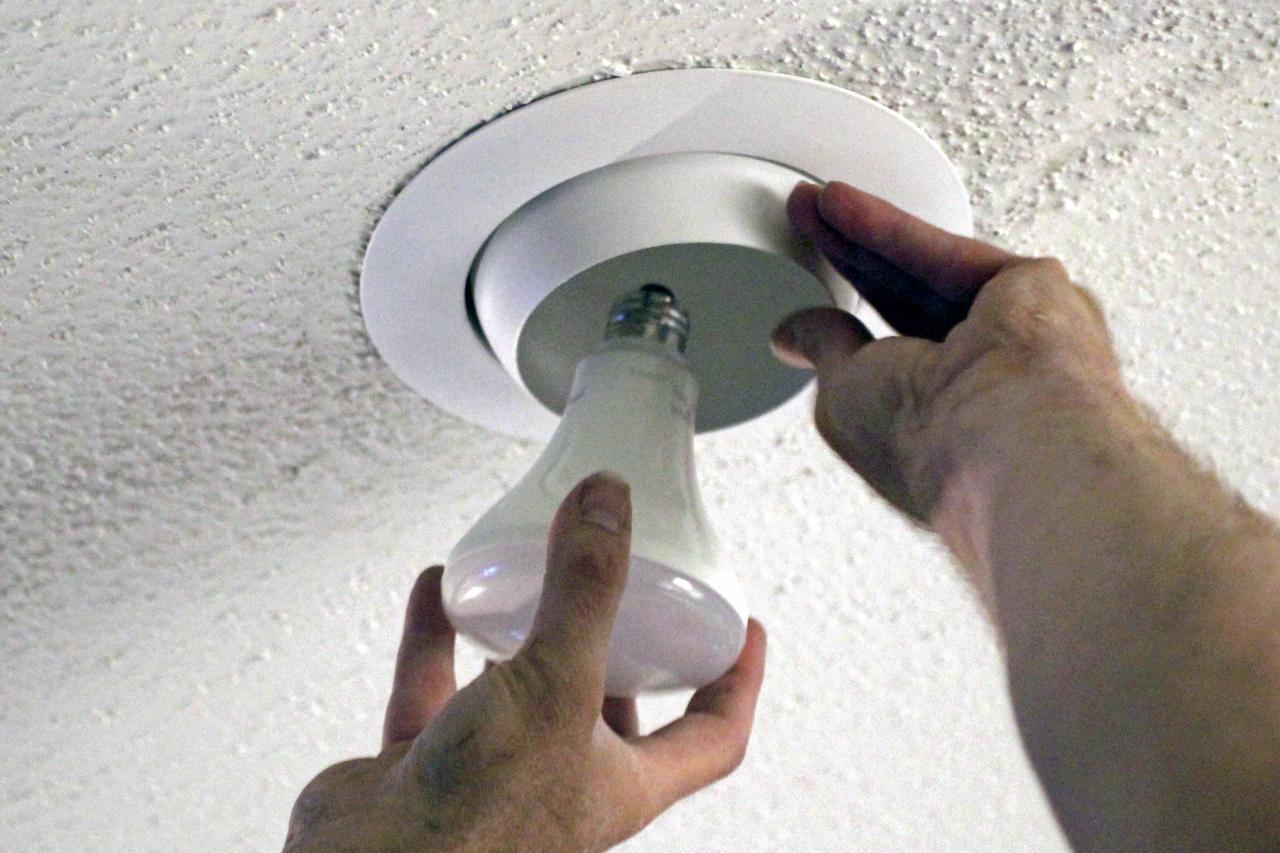 replacing a recessed light bulb