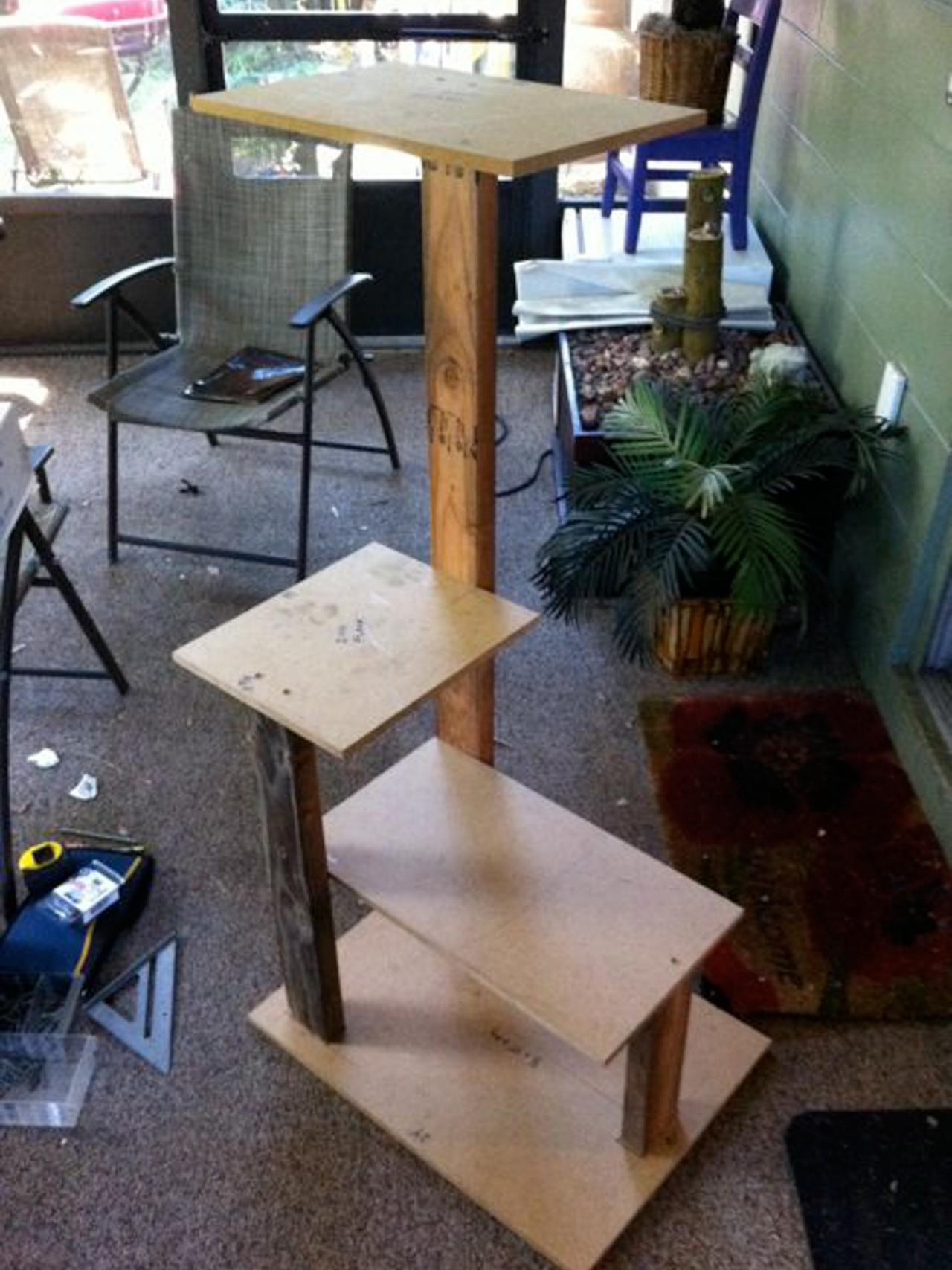 homemade cat tree house