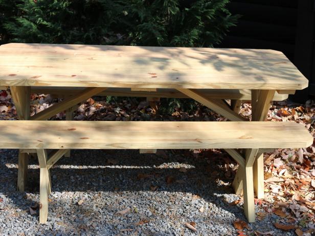 How To Makeover A Plain Picnic Table And Add Lighting Tos Diy - How To Refinish Wood Picnic Table