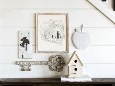 Create a cohesive vignette by updating different objects with a mixture of white paint and water.