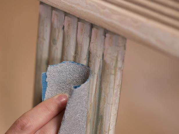 You may need to hand sand to get into the crevices. When finished, wipe down the chair with a tack cloth to remove dust.