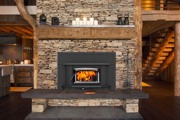 A wood-burning insert can increase the efficiency and heating capacity of a fireplace while emitting less pollution.