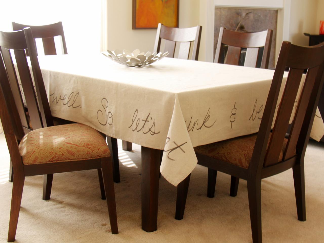 How To Make A Handwritten Tablecloth, Dining Room Tablecloths