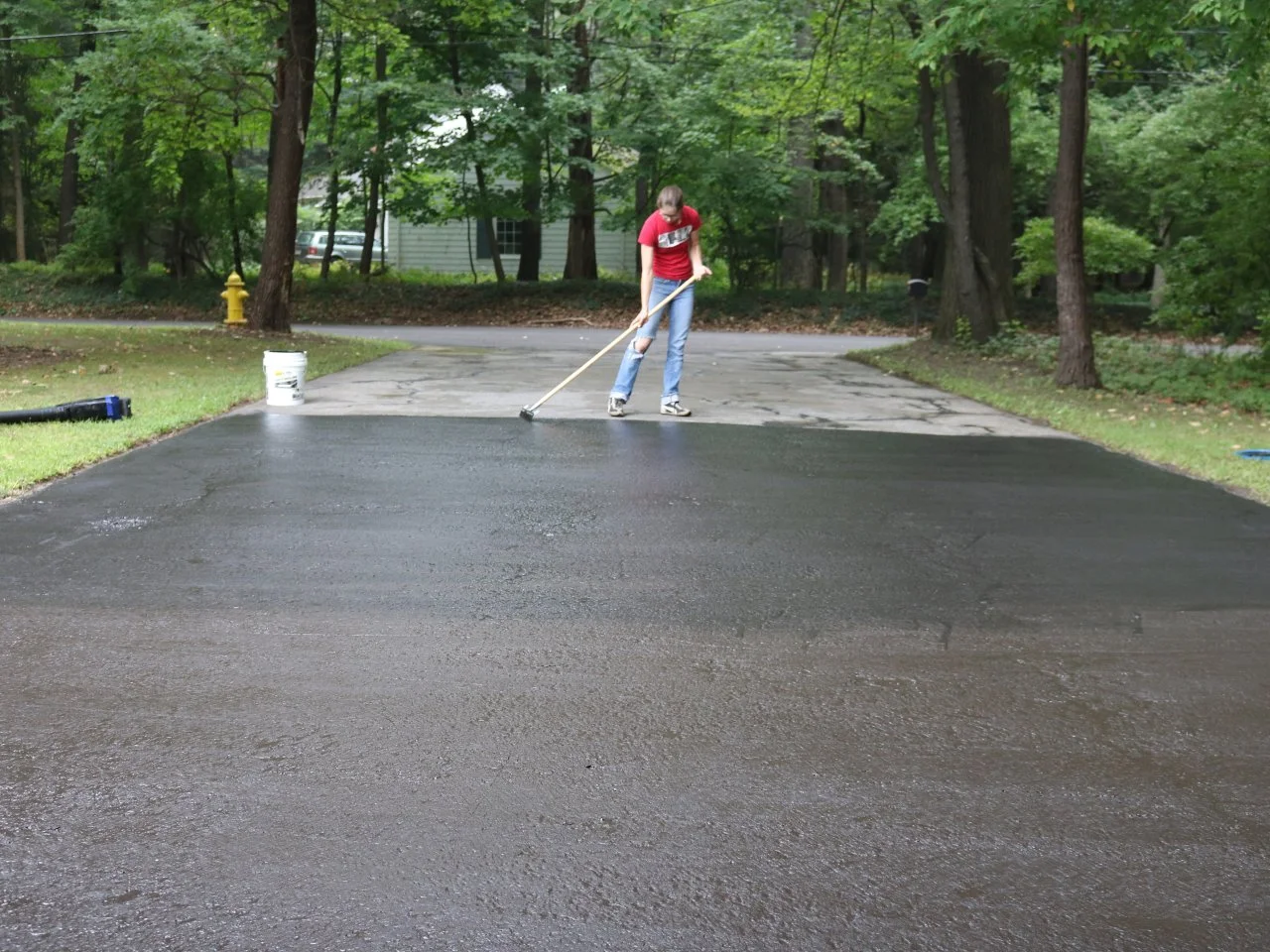 Invisible fence updateing under asphalt driveway