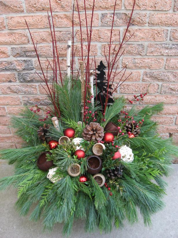 Winter Container Garden With Paper Birch Columns