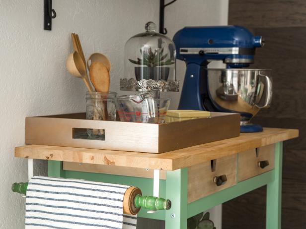 Need additional dedicated space in your kitchen? Take your cooking to the next level with a tricked out rolling kitchen cart. This is an easy DIY project that will bring a ton of charm and convenience to your kitchen.
