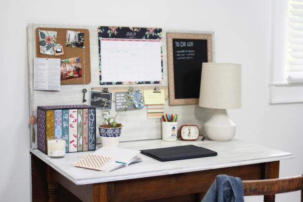 DIY Home Office Desk with Wall Organizer System