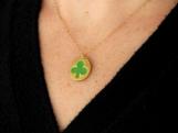 gold and green clay clover necklace