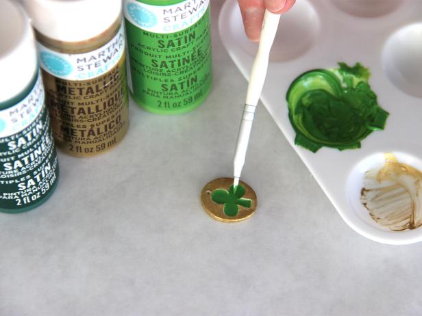 Paint the clover imprint green.