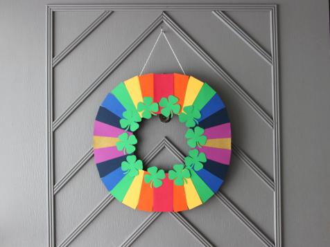 St. Patrick's Day Craft: Rainbow and Clover Paper Wreath