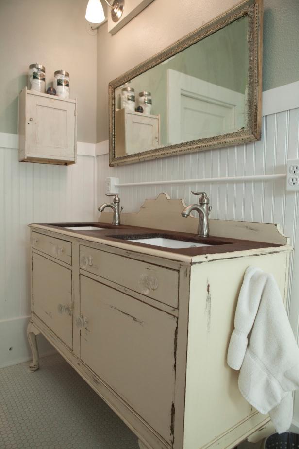 3 Vintage Furniture Makeovers For The, Dresser Used As Bathroom Vanity