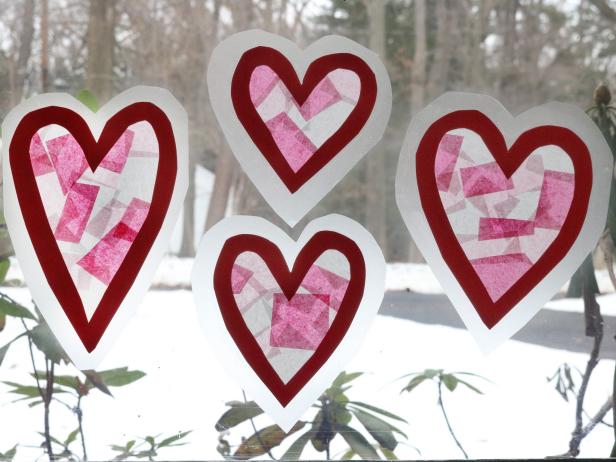 Valentine's Day window clings.