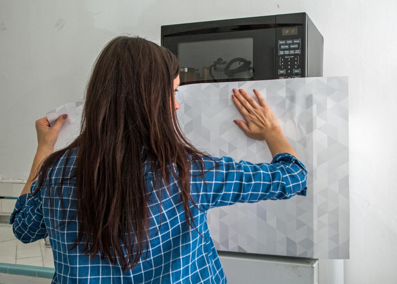 How To Give A Refrigerator A Makeover With Wallpaper How Tos Diy