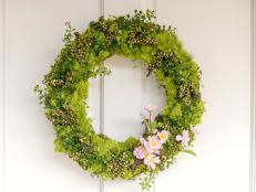 green wreath on door