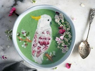 Smoothie Bowl With Bird Painting Inside