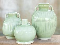 Three Ceramic Vases With Handles