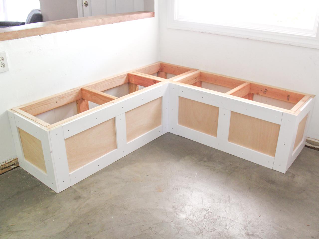How To Build A Banquette Seat With Built In Storage - Bench Seat With Storage Plans