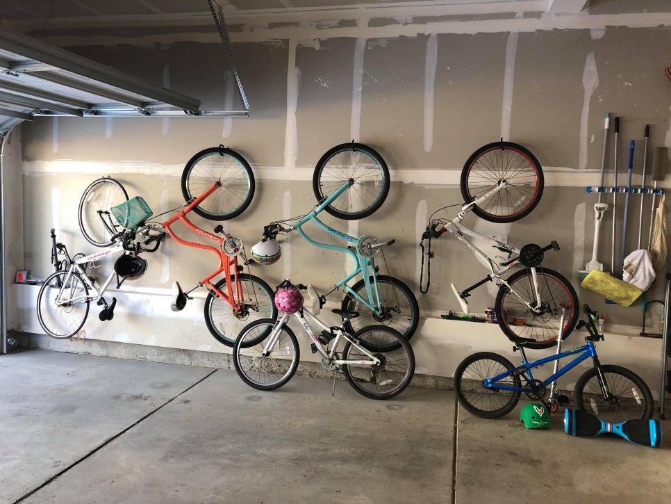 hanging bicycles in garage