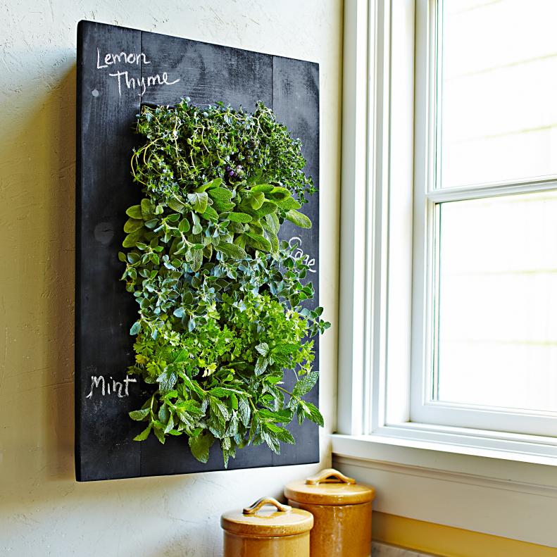 Chalkboard Vertical Garden With Herbs