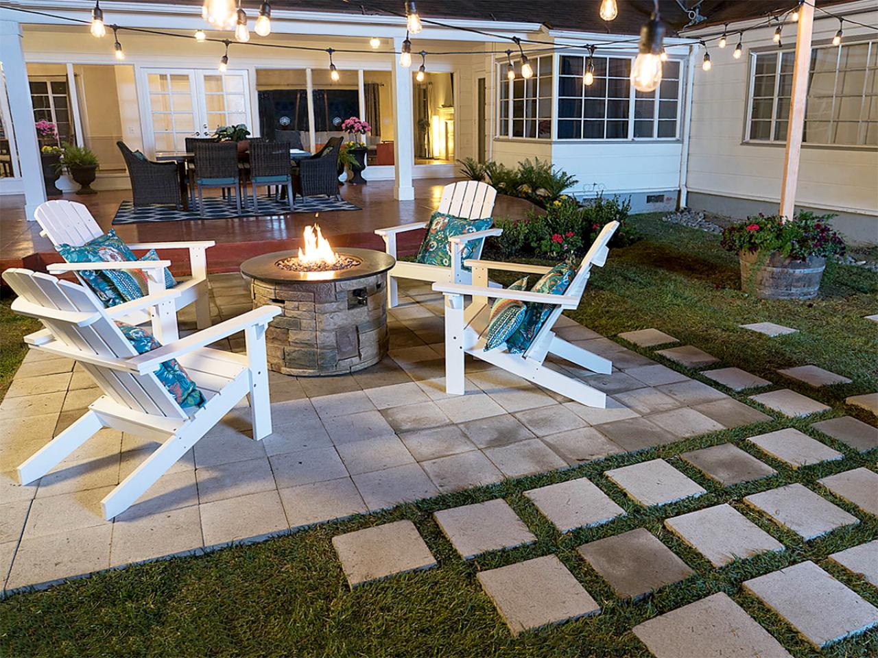 How To Lay A Paver Patio For Firepit, Diy Deck Fire Pit