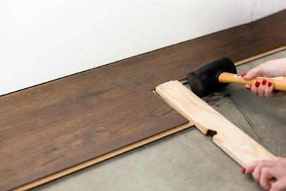 How To Install A Laminate Floor, Laminate Flooring Hammer Block