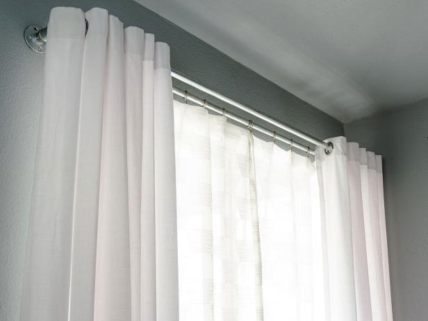 Galvanized Pipe Double Curtain Rods, Two Curtains In One Window