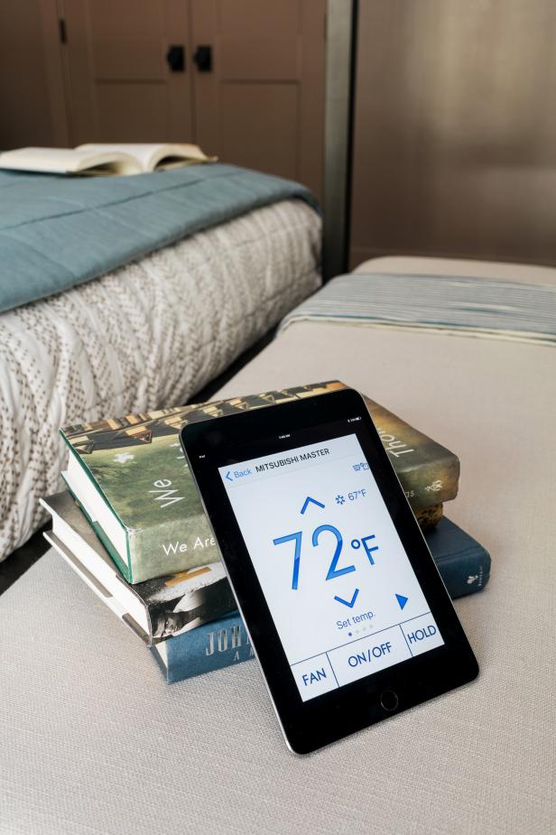 Adjusting the thermostat is easier than ever with smart home capabilities.  Connecting the thermostat to an app on your tablet means you can adjust the temperature from bed with the touch of a button.