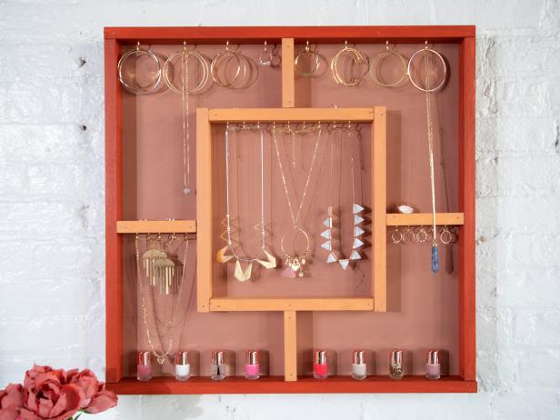 How To Build A Wall Hanging Jewelry Rack Diy - Storage Jewelry Wall Racks