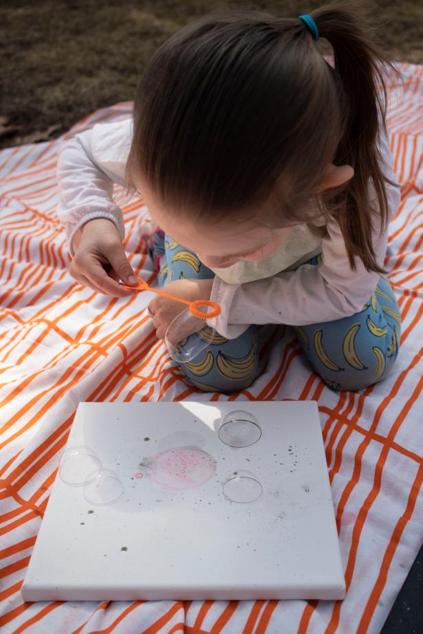 Bubbles make a fun art medium for kids.