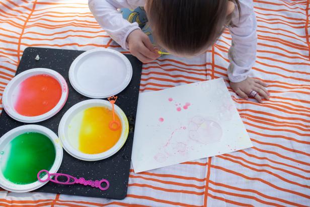 Bubbles make a fun art medium for kids.