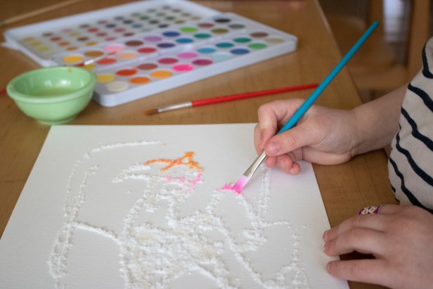 How to use watercolors to create salt art.