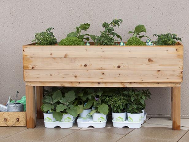 Outside wooden planters